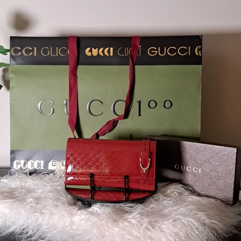 🔥🔥Gucci Guccissima Red Patent Leather Wallet - EUC - Picture 6 of 17